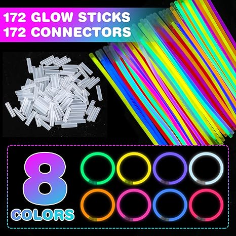 H2GLO Ultra Bright Glow Sticks Light Up the Night with 172 PCS Ultra Bright Glow Sticks – The Ultimate Party Power Pack!