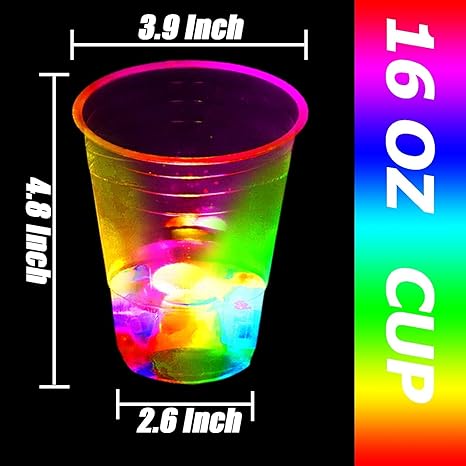 H2GLO Glowing Party Cups (16 oz) - Light Up Every Sip!