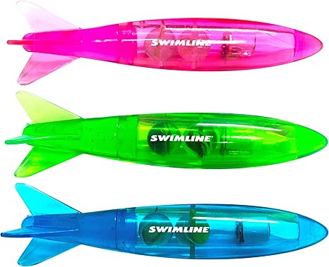 H2GLO Swimline 3-Pack LED Light-Up Torpedo Turbos – Dive, Glow & Catch the Fun! (3-Pack)