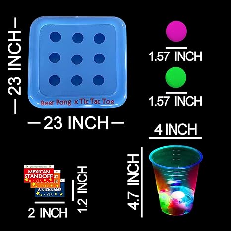H2GLO Floating Glow Rack – Tic Tac Pong, Baby! Swimming Pool Pong Party Game Drinking Game. (23x23 In)