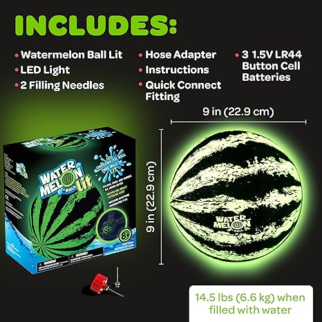 H2GLO Watermelon Ball Lit – The Glow-Up Pool Game for Kids!