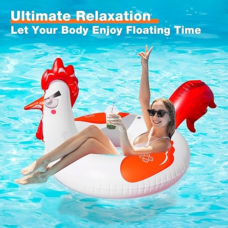 H2GLO Solar Glow Chicken Pool Float – Giant Inflatable Floatie That Lights Up the Party! 🐔