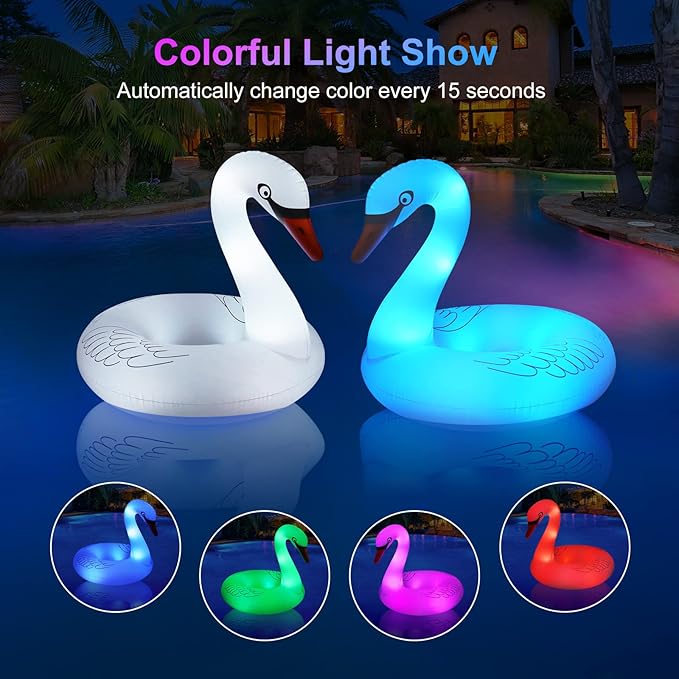 H2GLO Inflatable Swan Pool Float – Glow Like a Legend!