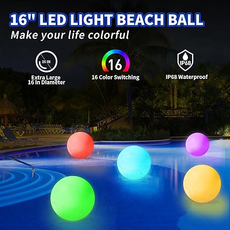 H2GLO Light-Up Beach Balls (5-Pack, 16") – The Glow Game is ON!  Beach vibes just leveled up, Baby!