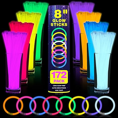 H2GLO Ultra Bright Glow Sticks Light Up the Night with 172 PCS Ultra Bright Glow Sticks – The Ultimate Party Power Pack!