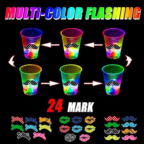 H2GLO Glowing Party Cups (16 oz) - Light Up Every Sip!