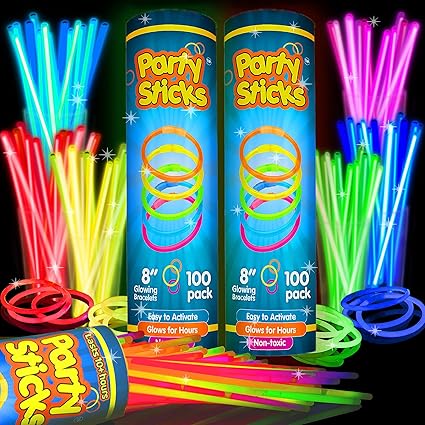 H2GLO 200 PCS Ultra Bright Glow Sticks Party Pack – Light Up the Night in Style!